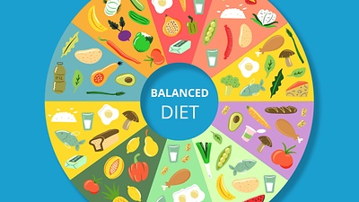 balanced diet chart daily routine clipart